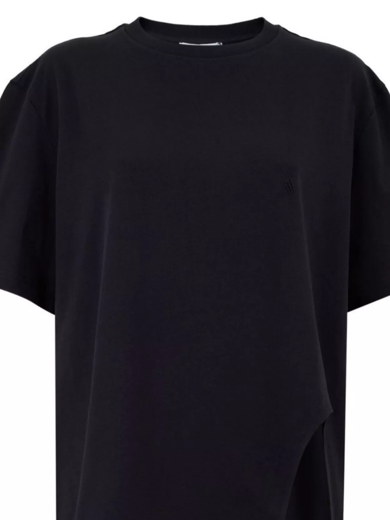 Attico Asymmetric Oversized Round Neck Short Sleeve Top In Black