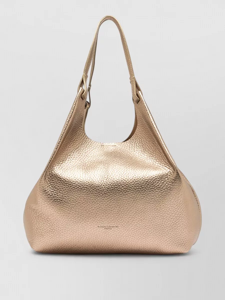 Gianni Chiarini Dua Textured Shoulder Bag Metallic Dual Handles
