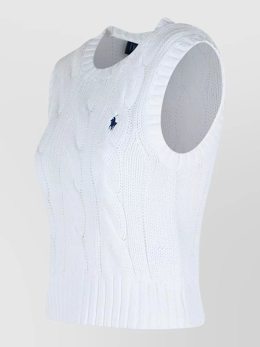 Polo Ralph Lauren Cotton Cable Knit Sleeveless Vest Ribbed Hem
