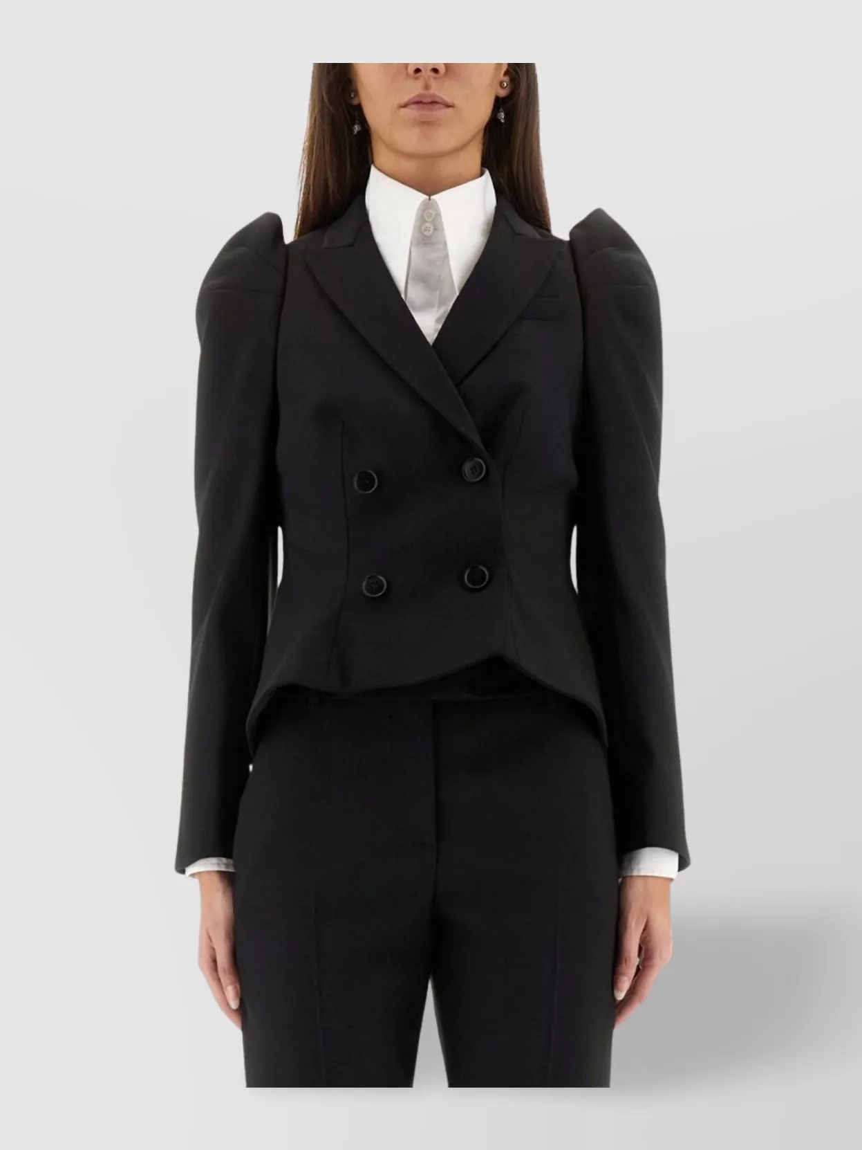 Alexander Mcqueen Structured Peplum Jacket Padded Shoulders