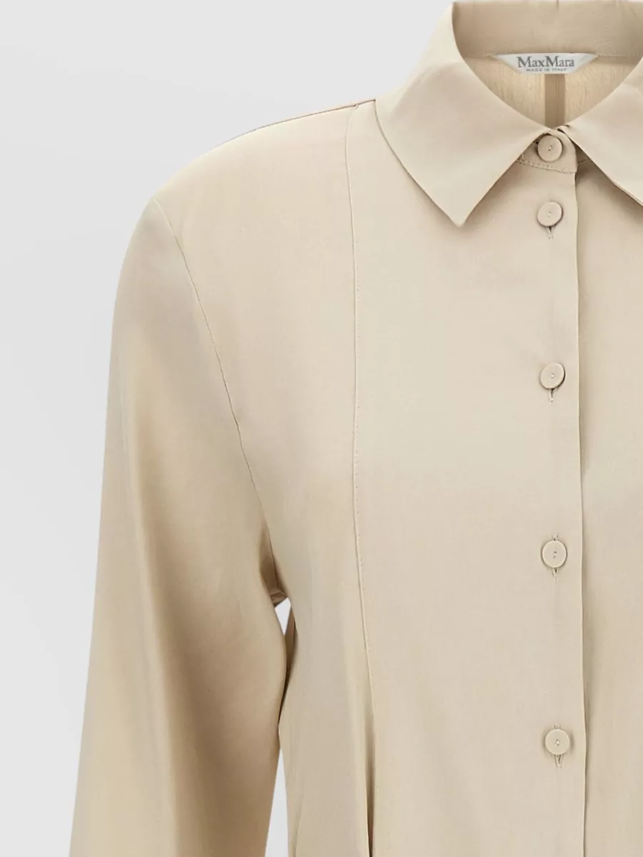 Max Mara Linen Blend Long-Sleeve Belted Shirt Dress