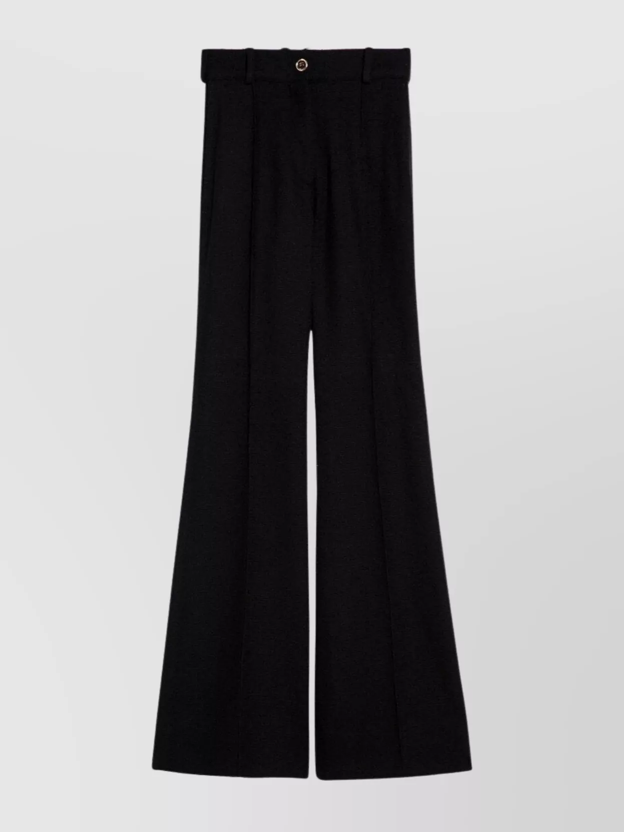 Patou Flared Wool Blend Bell Bottom Trousers In Black