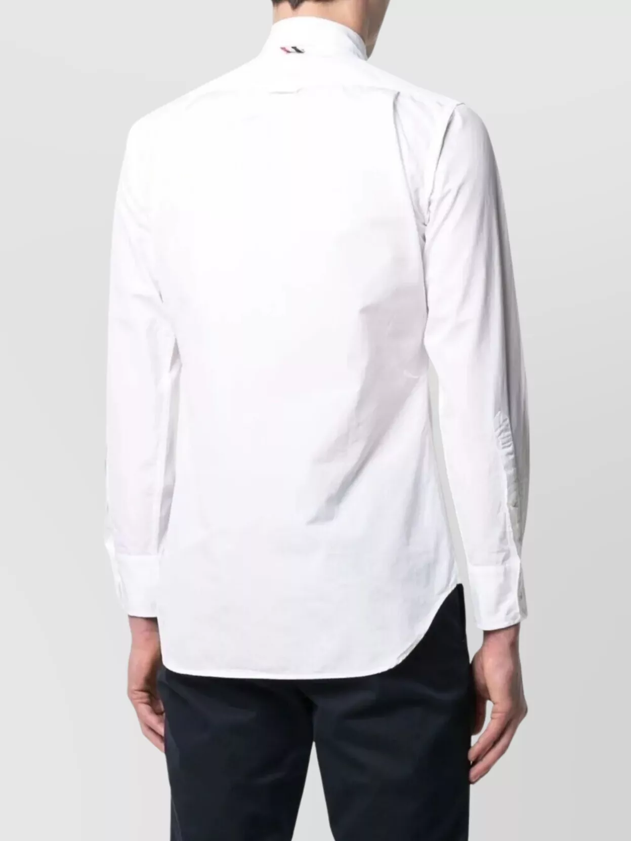 Thom Browne Button-Down Shirt With Curved Hem And Pocket