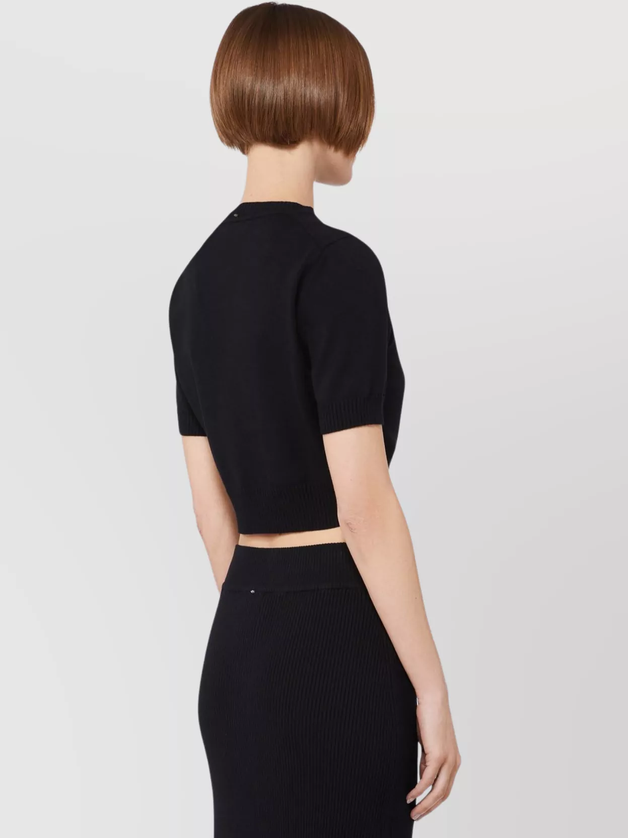 Sportmax Short Sleeve Crew Neck Cropped Top