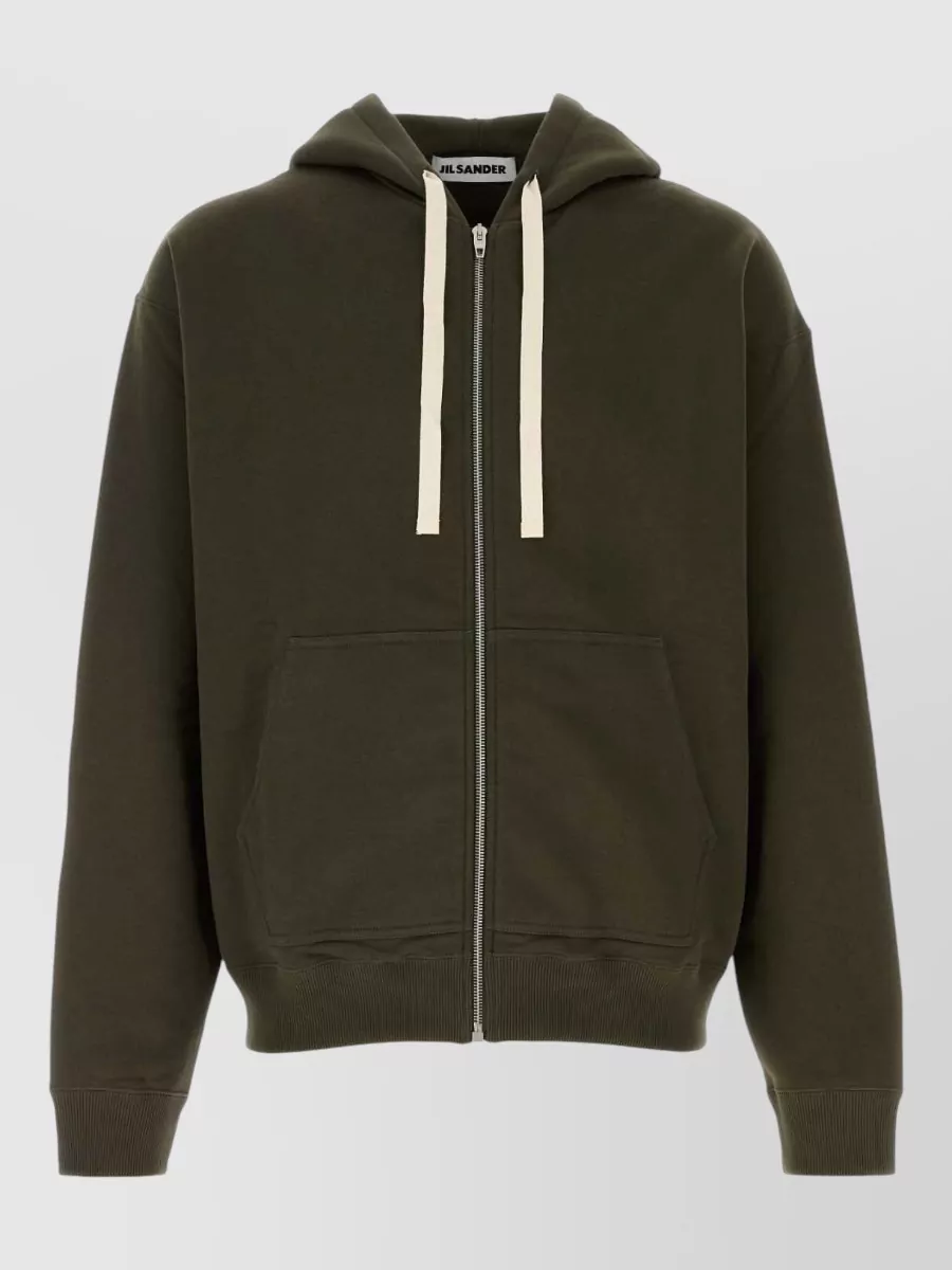 Jil Sander cotton zip up hooded sweatshirt