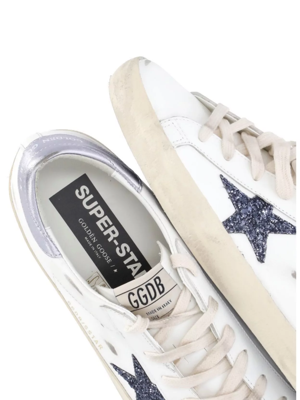 Golden Goose Super Star Leather Upper And Toe Glitter Star Laminated Heel