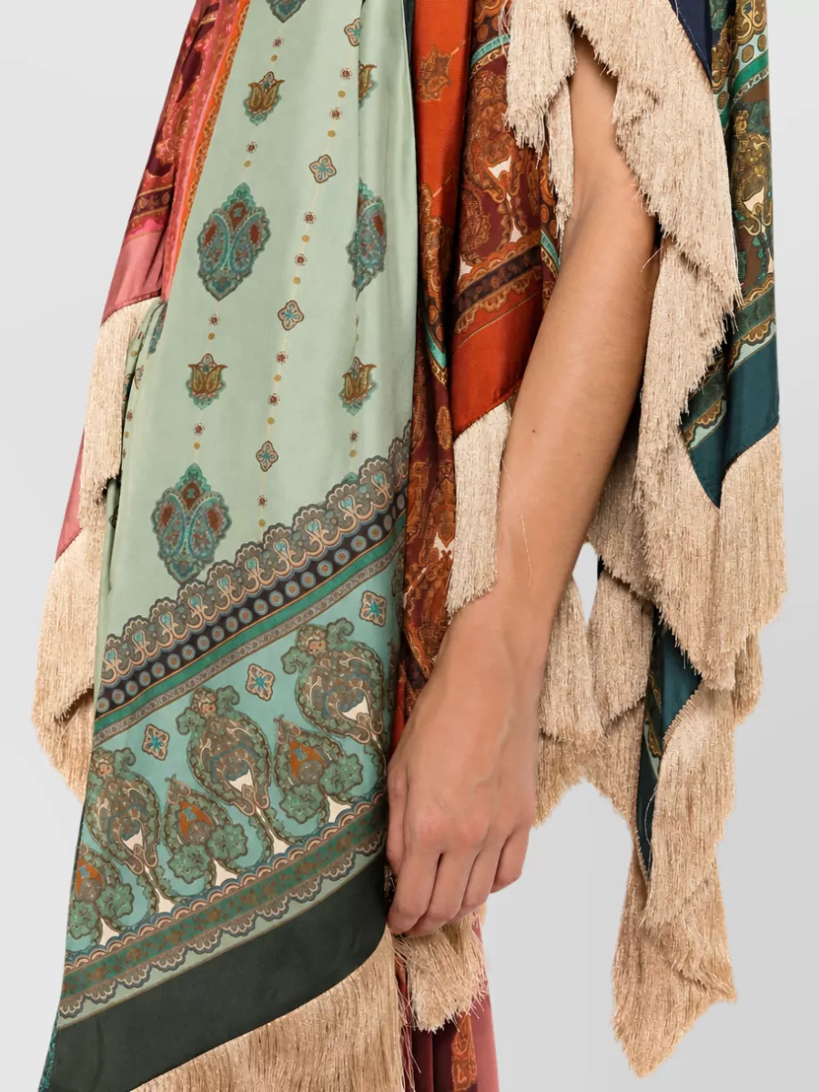 Zimmermann Silk Printed V-Neck Asymmetric Beach Cover-Up