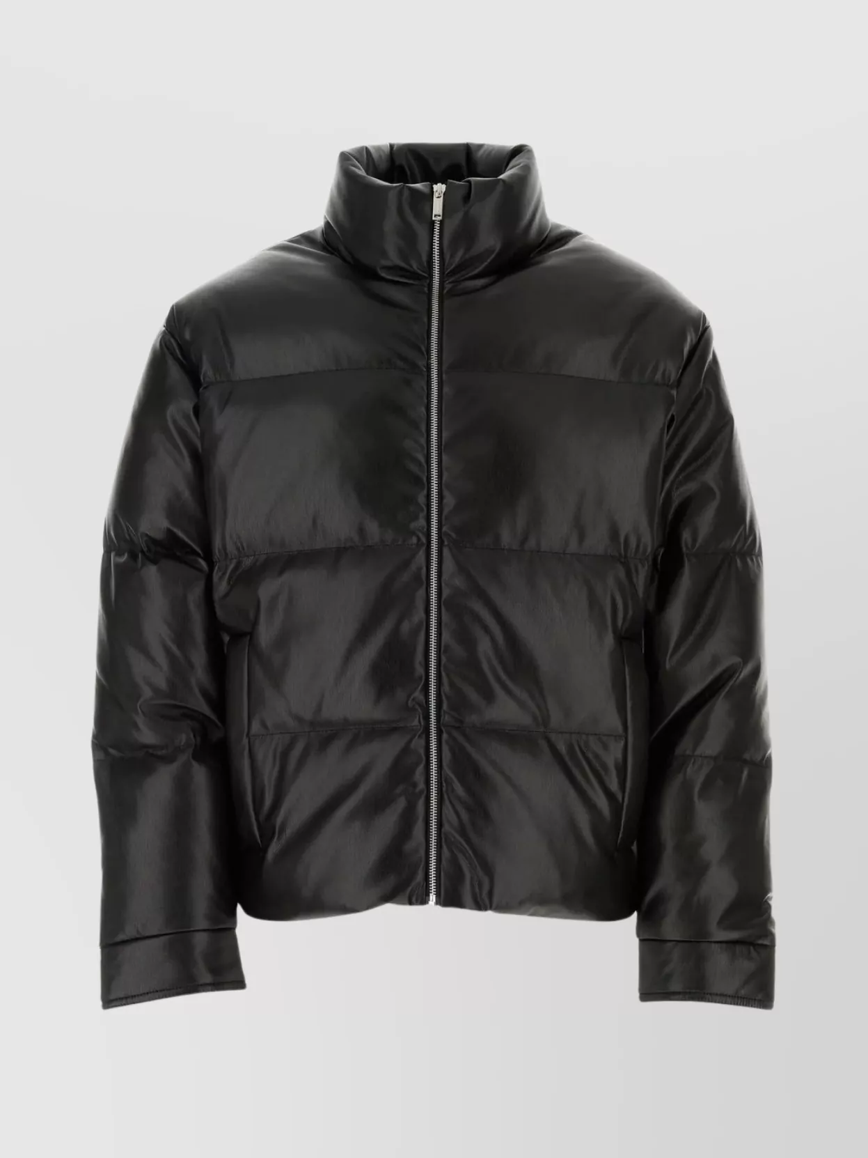 Shop Nanushka Synthetic Leather Down Jacket With Funnel Neck