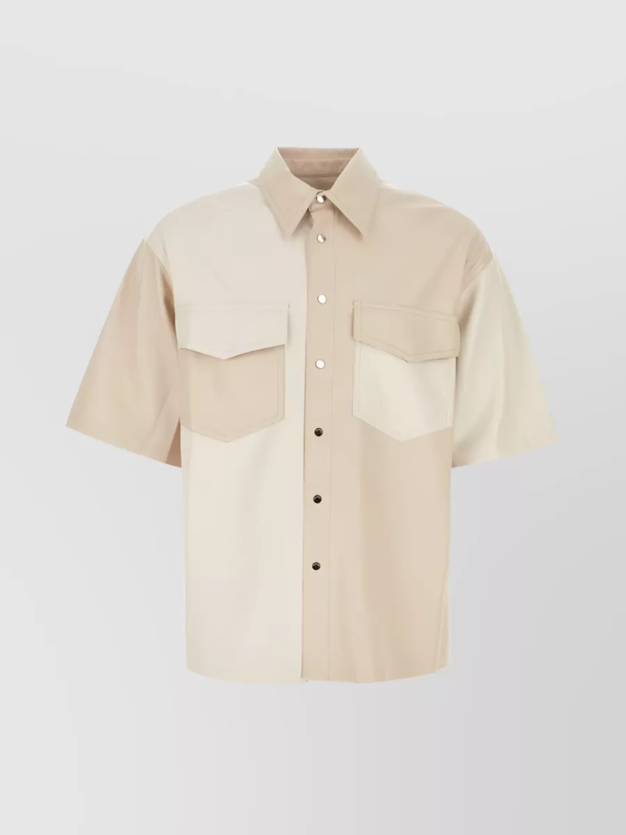 Shop Nanushka Elevated Faux-leather Short-sleeve Shirt In Cream