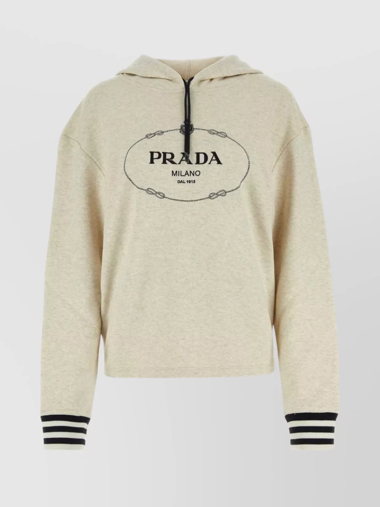 Shop Prada Sand Cotton Sweatshirt With Hood And Zip