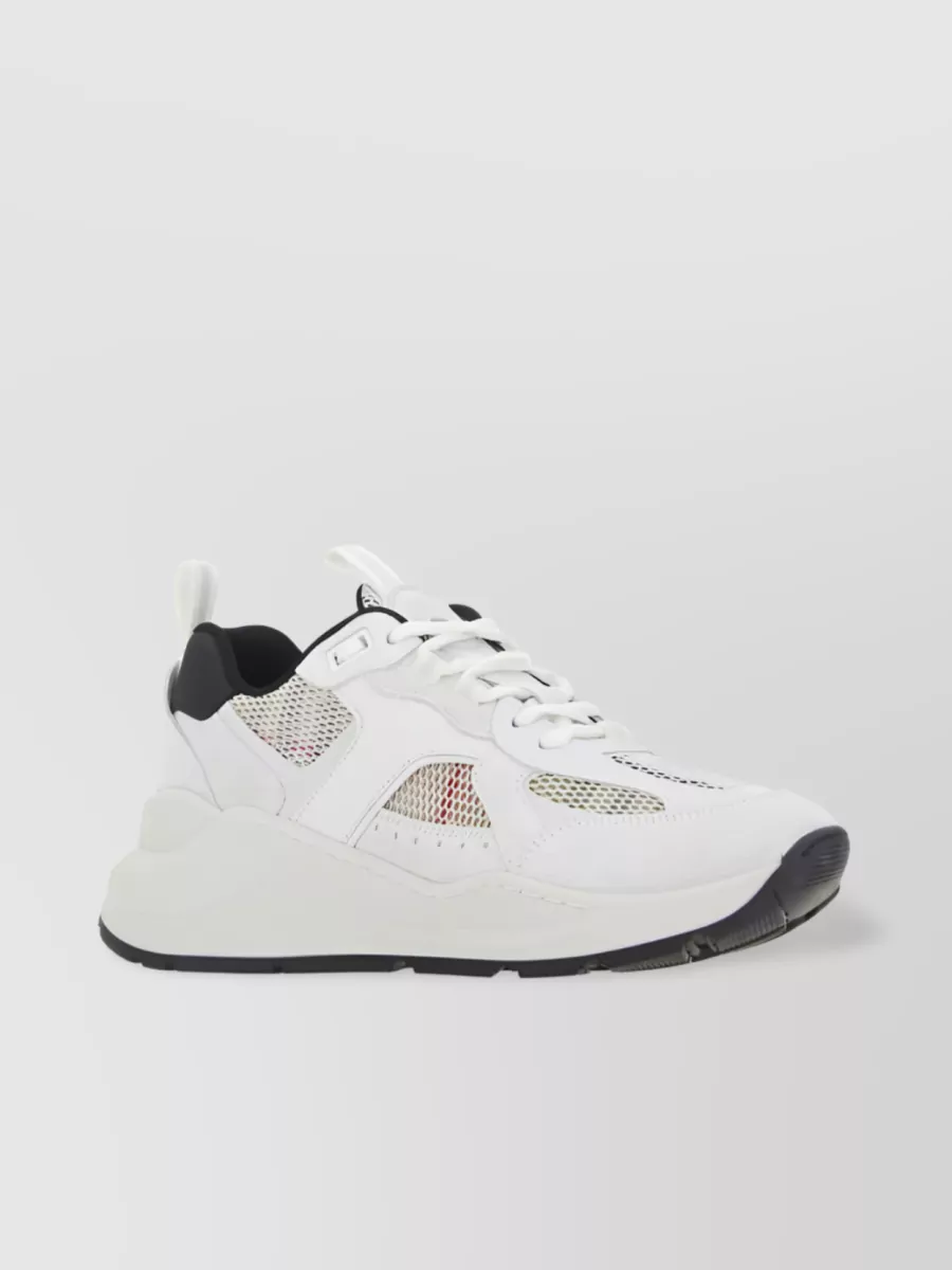 Shop Burberry Logo Detail Mesh Low-top Sneakers In White