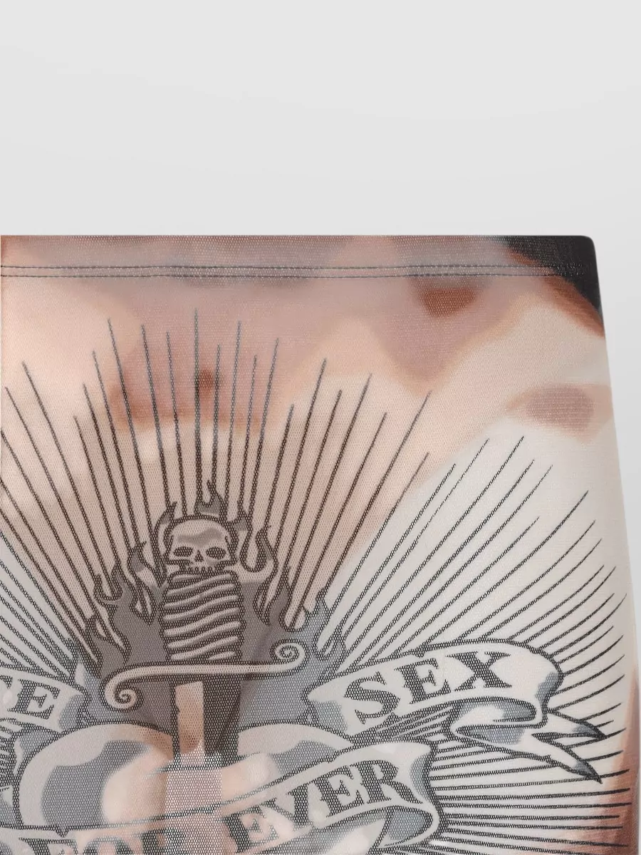 Jean Paul Gaultier Midi Skirt Sheer Dragon Tattoo Motif