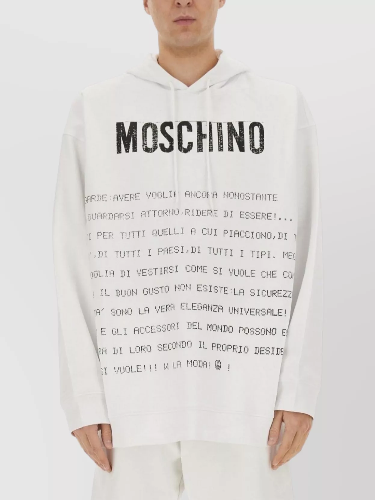 Moschino "Drawstring Hood" Printed Design Hoodie