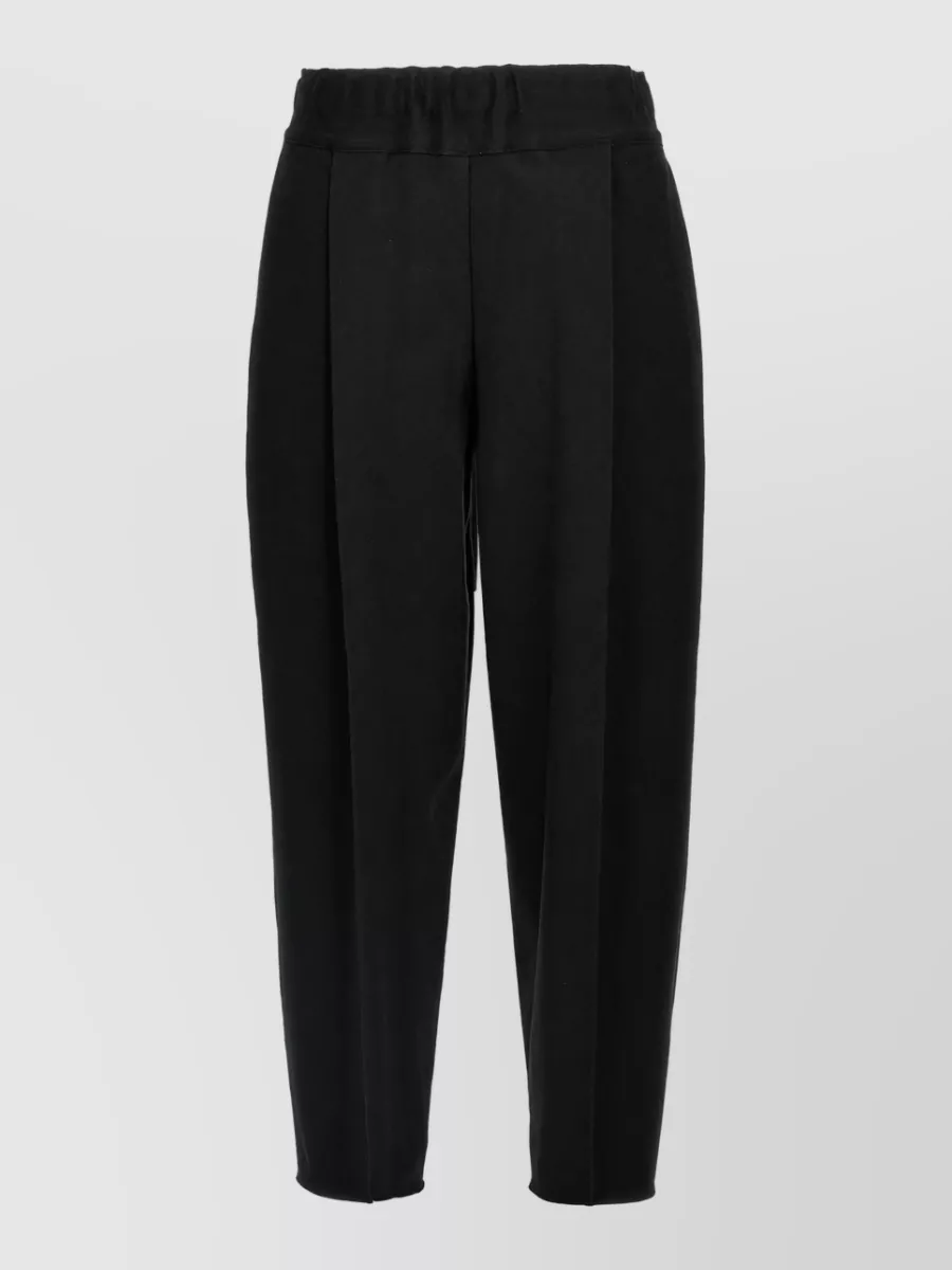 Issey Miyake fringed pleated balloon-leg cropped tapered trousers