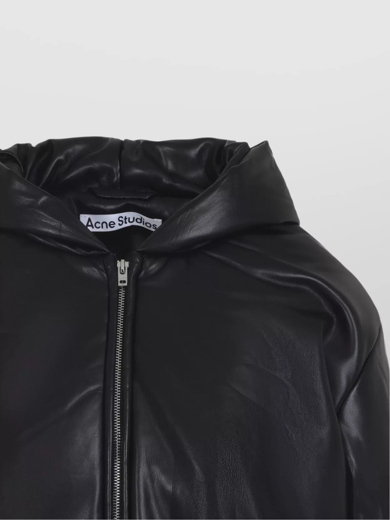 Acne Studios Hooded Faux Leather Jacket A90654le R In Black