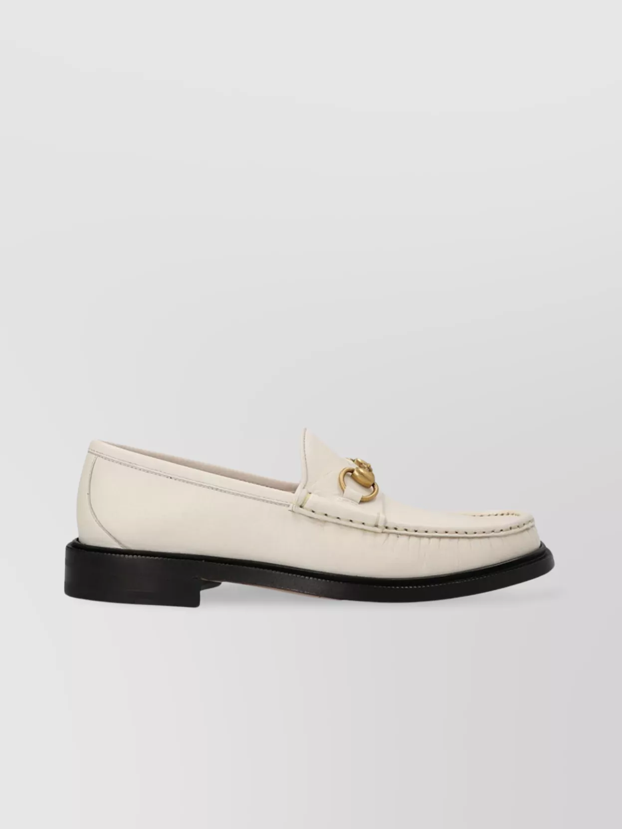 Gucci Hardware Detail Leather Sole Loafers In White