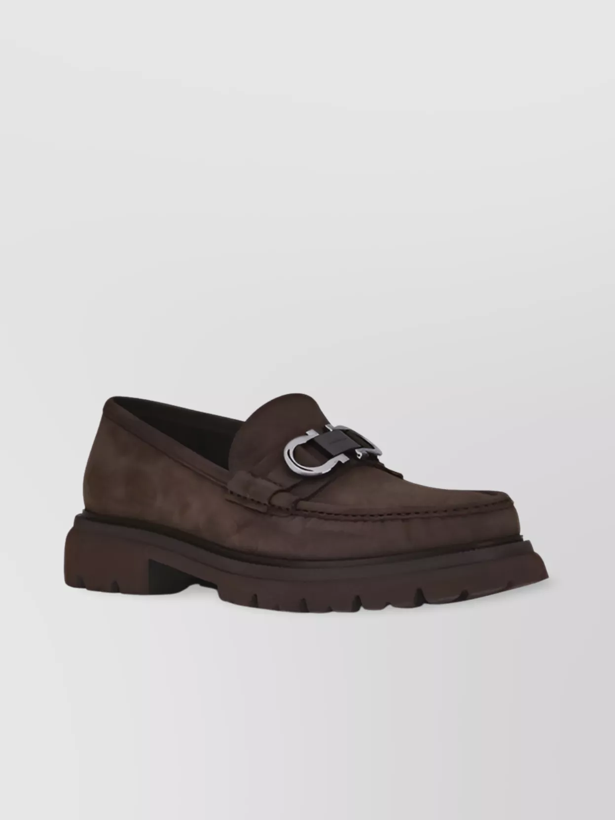 Ferragamo Tank Sole Suede Loafers In Brown