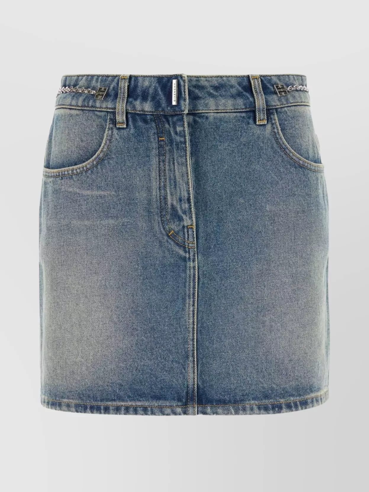 Shop Givenchy Denim Skirt With Back Pockets And Belt Loops