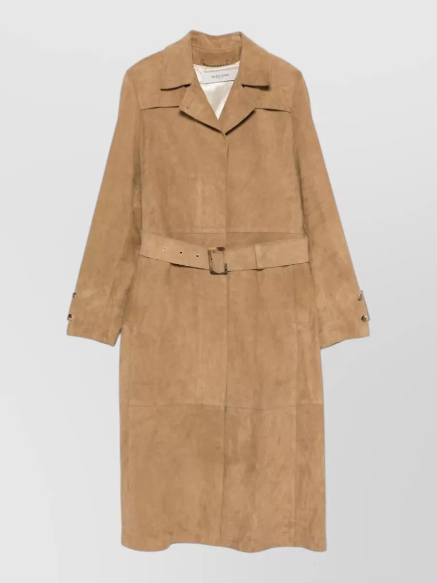 Golden Goose Suede leather belted trench coat