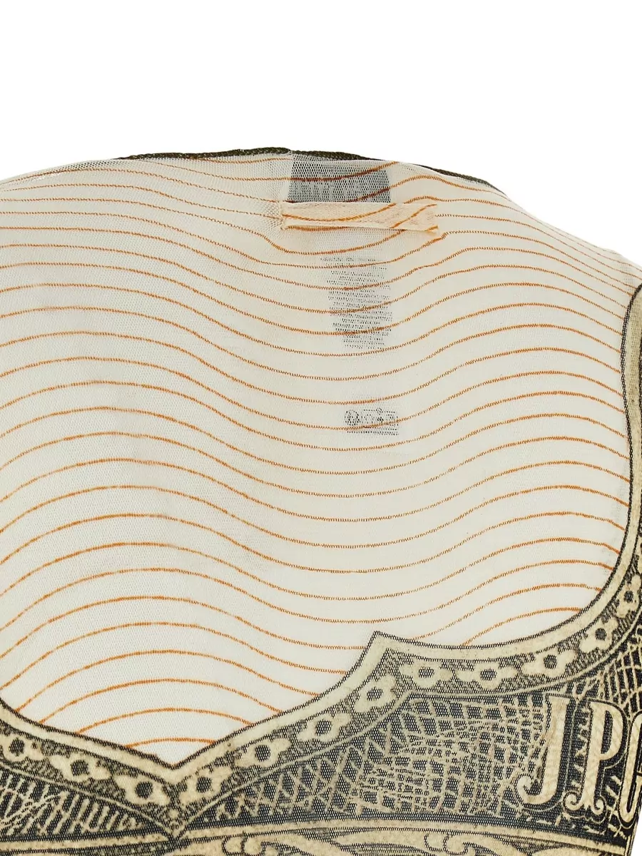 Jean Paul Gaultier Reedition Cartouche Graphic Sheer Cropped Top