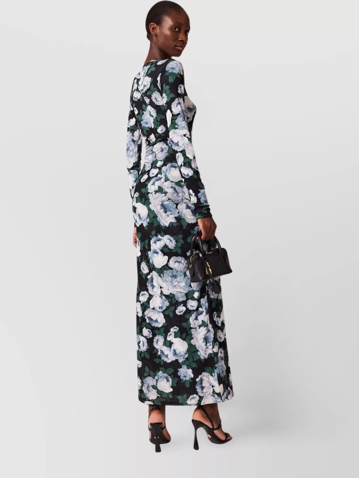 Stella Mccartney Floral Mesh Midi Dress With Long Sleeves