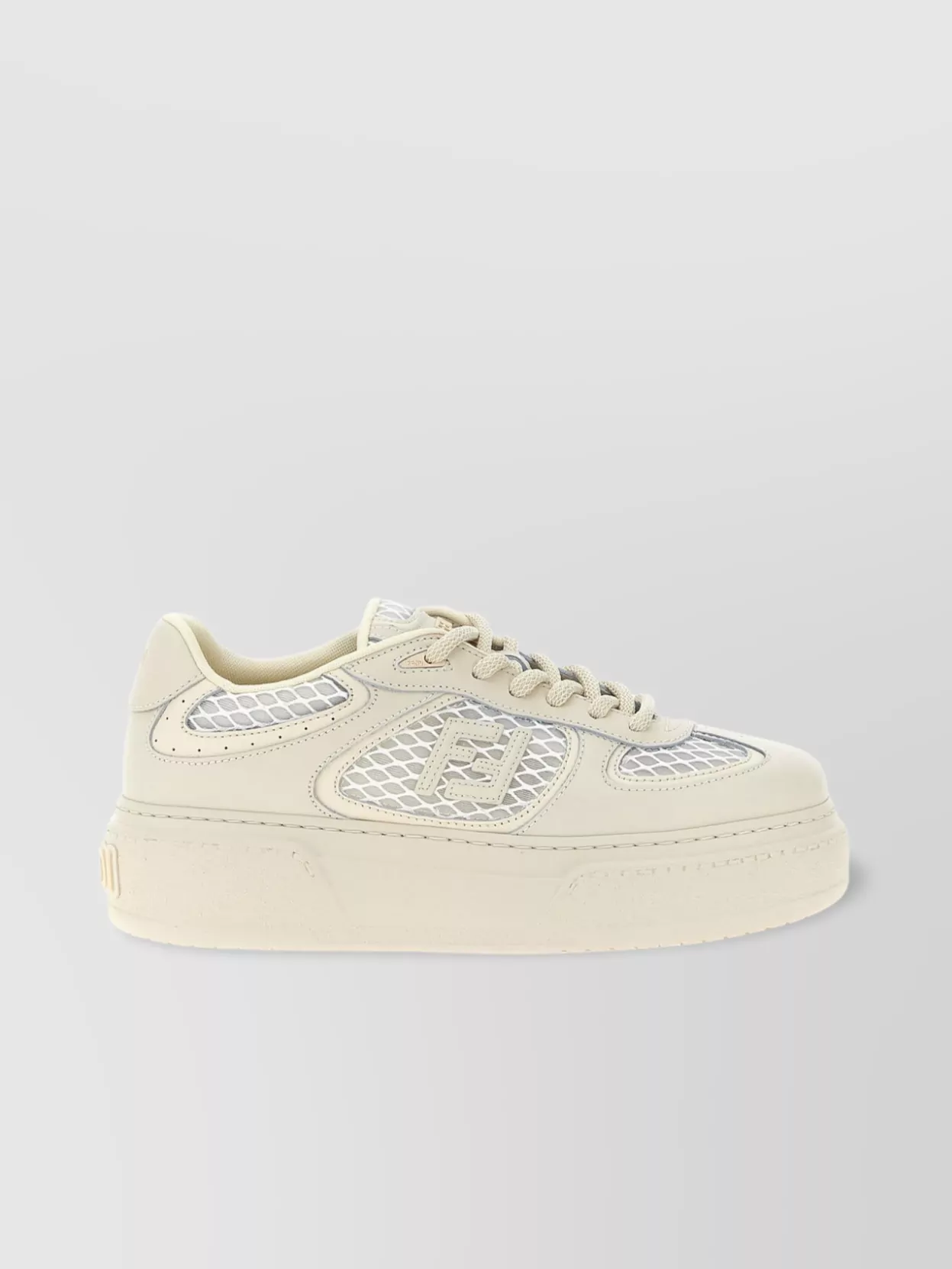 Fendi White Leather And Mesh Platform Low-tops