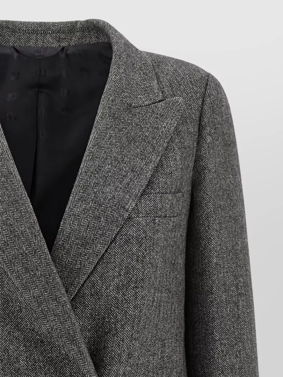 Blazé Milano Virgin Wool Herringbone Double-Breasted Blazer