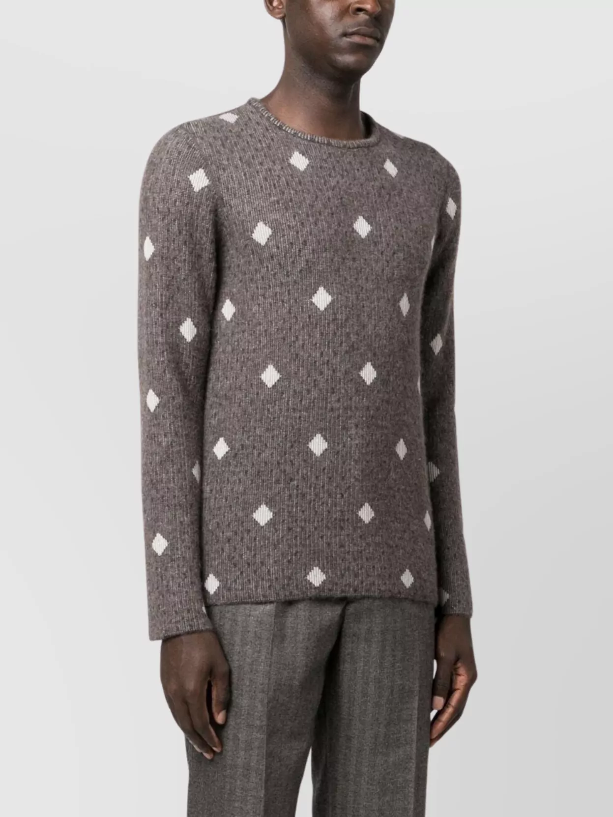 Giorgio Armani Crew Neck Diamond Pattern Sweater