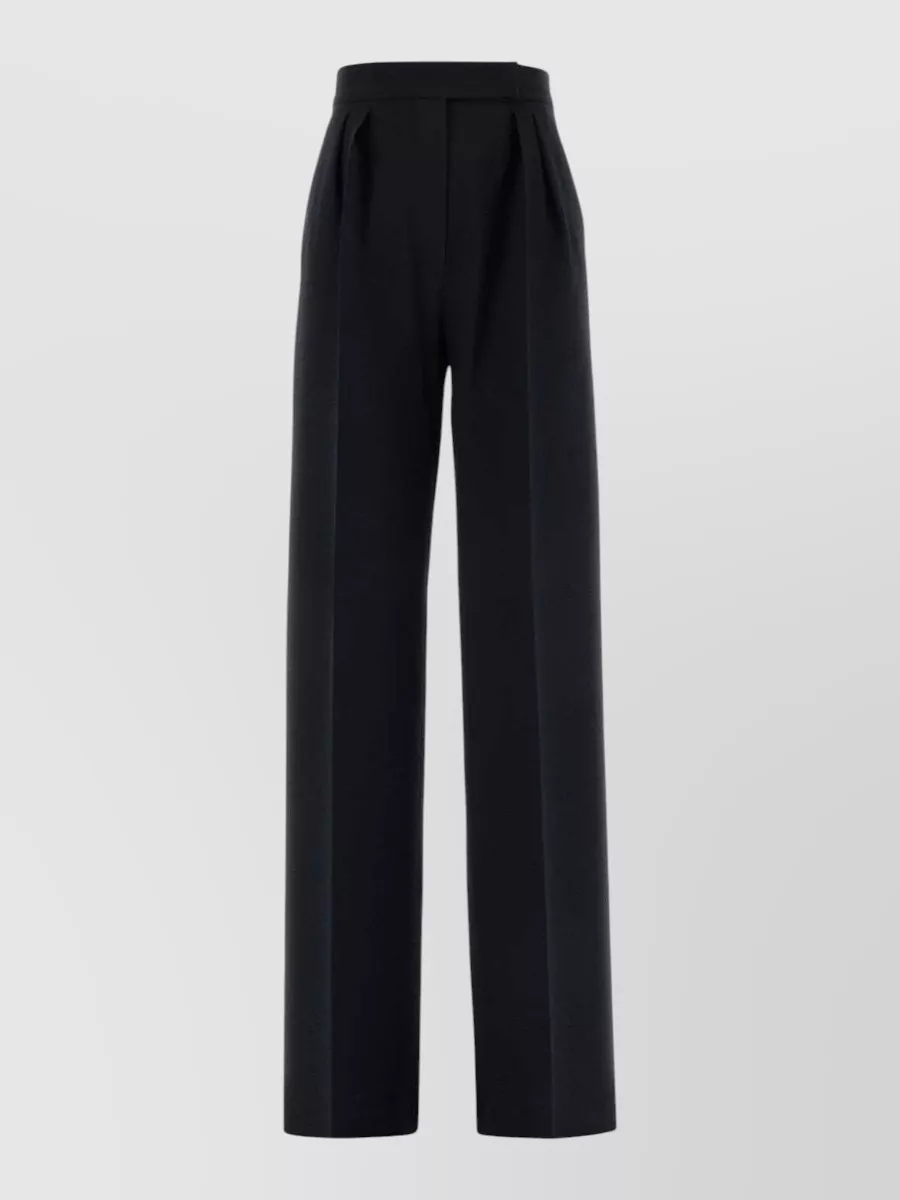 Max Mara Virgin wool high-rise pleated wide-leg trousers