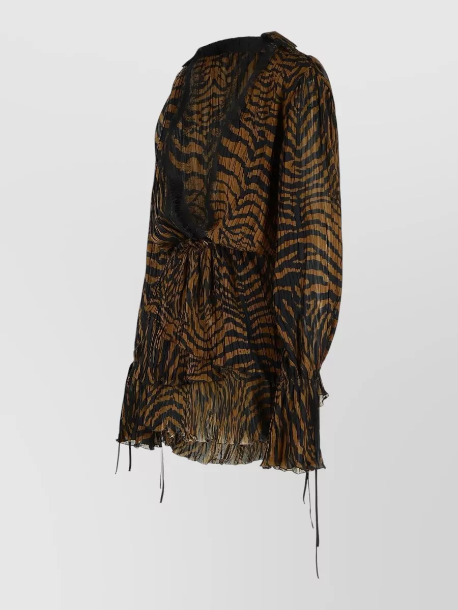 Blumarine Viscose Dress Drawstring Long Sleeves Sheer