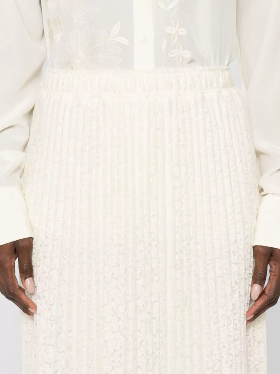 Ermanno Scervino High Waist Lace Midi Pleated Skirt