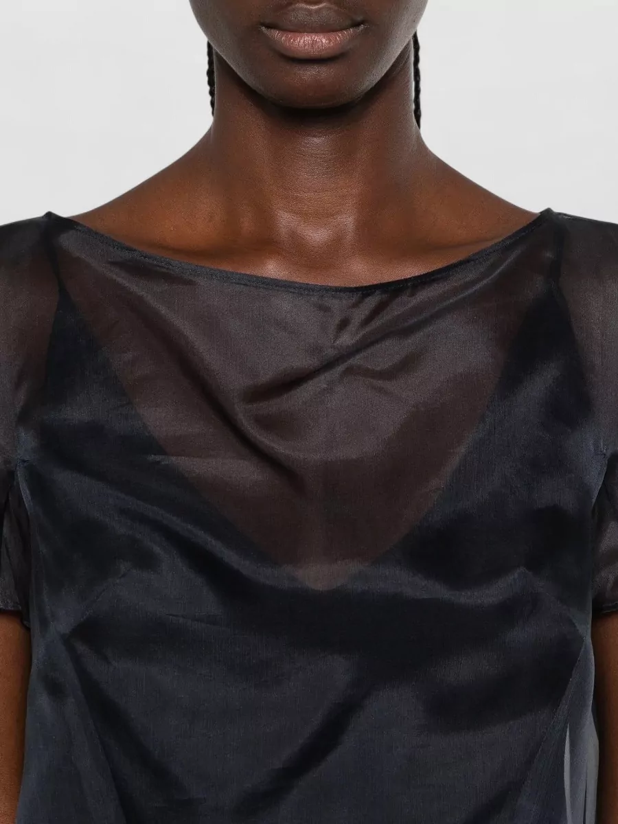 Max Mara Silk Boat Neck Kimono Sleeve Blouse