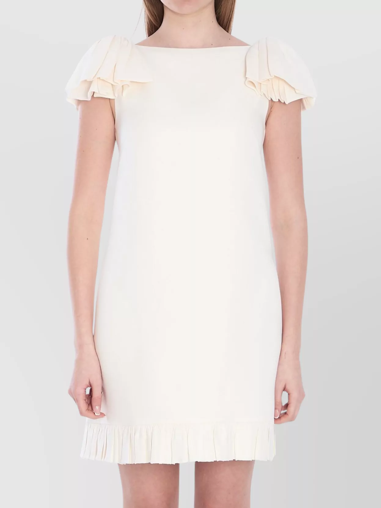Valentino Boat Neckline Silk And Wool Blend Dress