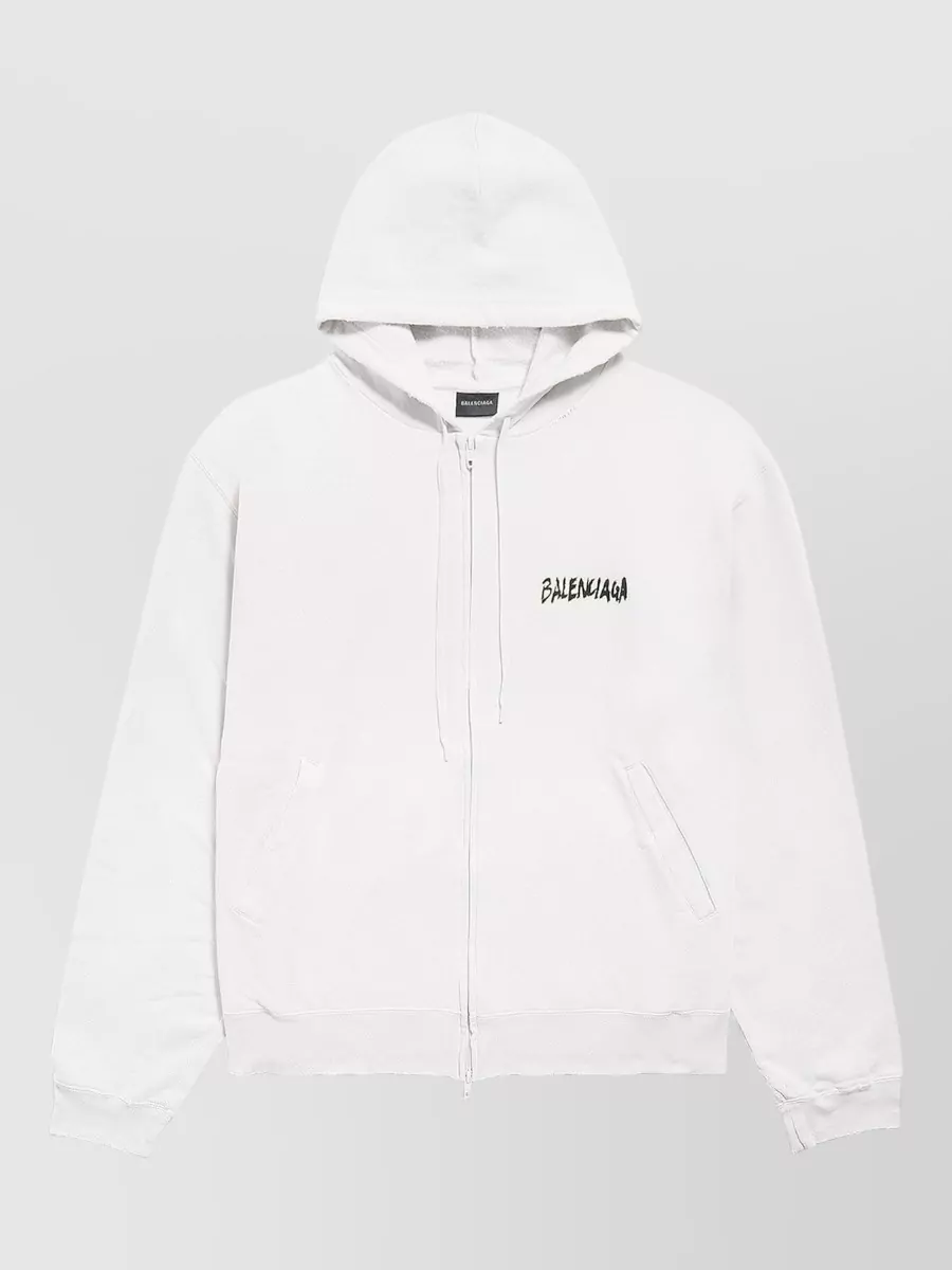 Balenciaga cotton logo print zip-up hoodie