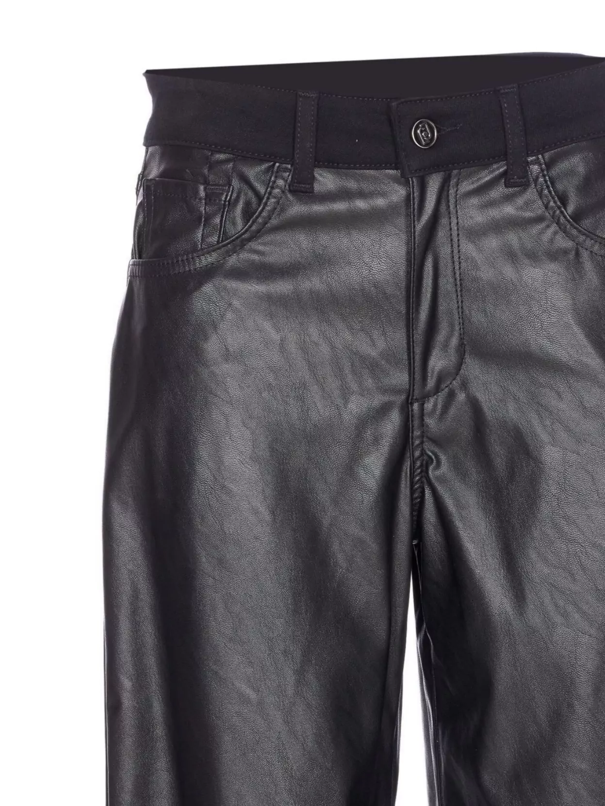 Liu Jo Wide Leg Faux Leather Trousers With Pockets