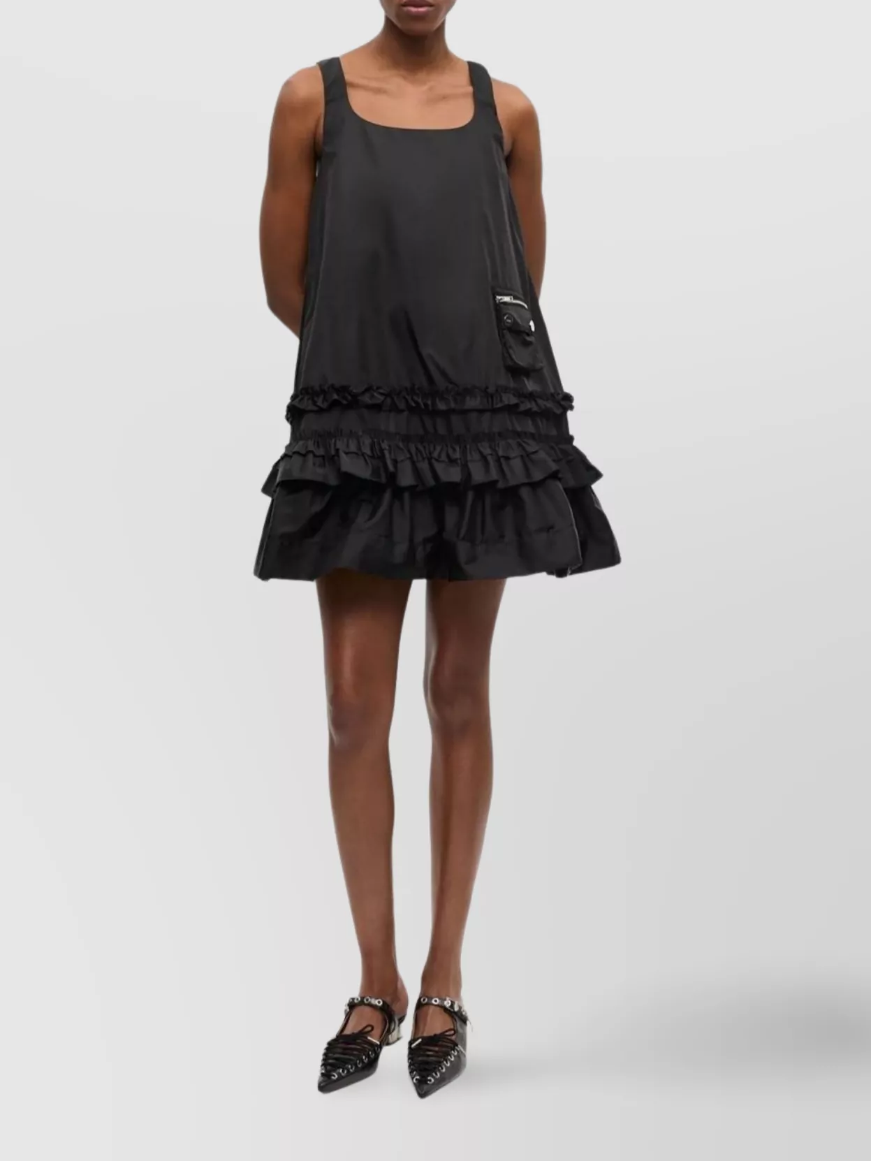 Ganni Zip-Fastening Pocket Mini Dress