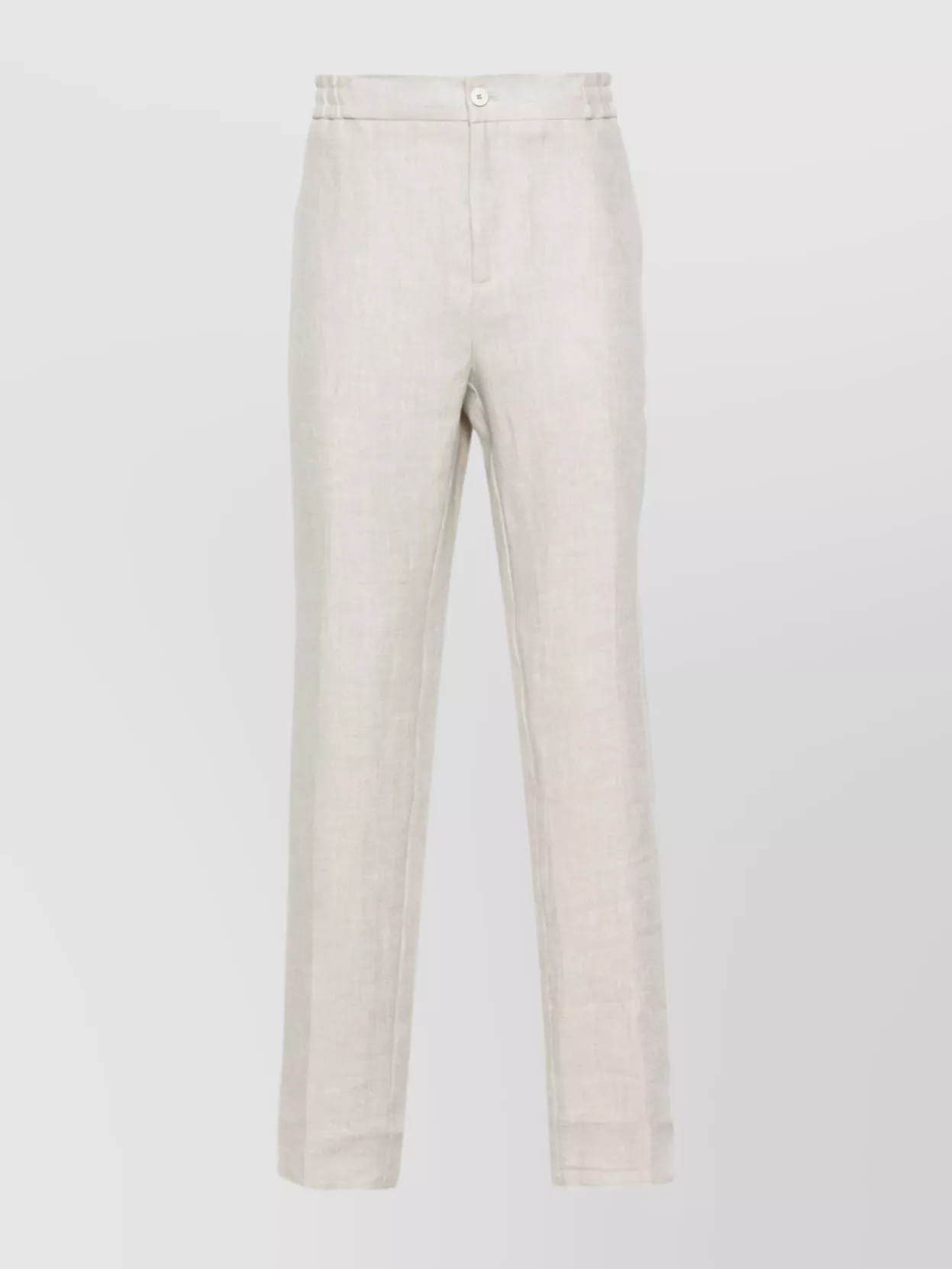 Shop Etro Mid-rise Linen Trousers In Refined Herringbone