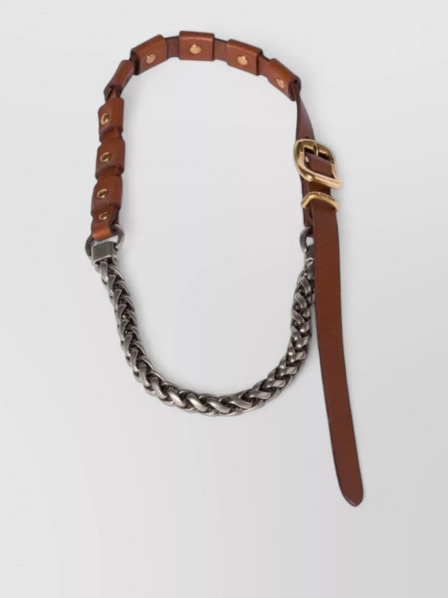 Miu Miu Leather Studded Necklace
