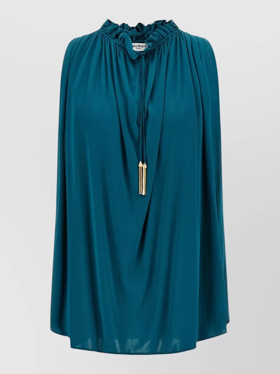 Balmain viscose sleeveless pleated blouse