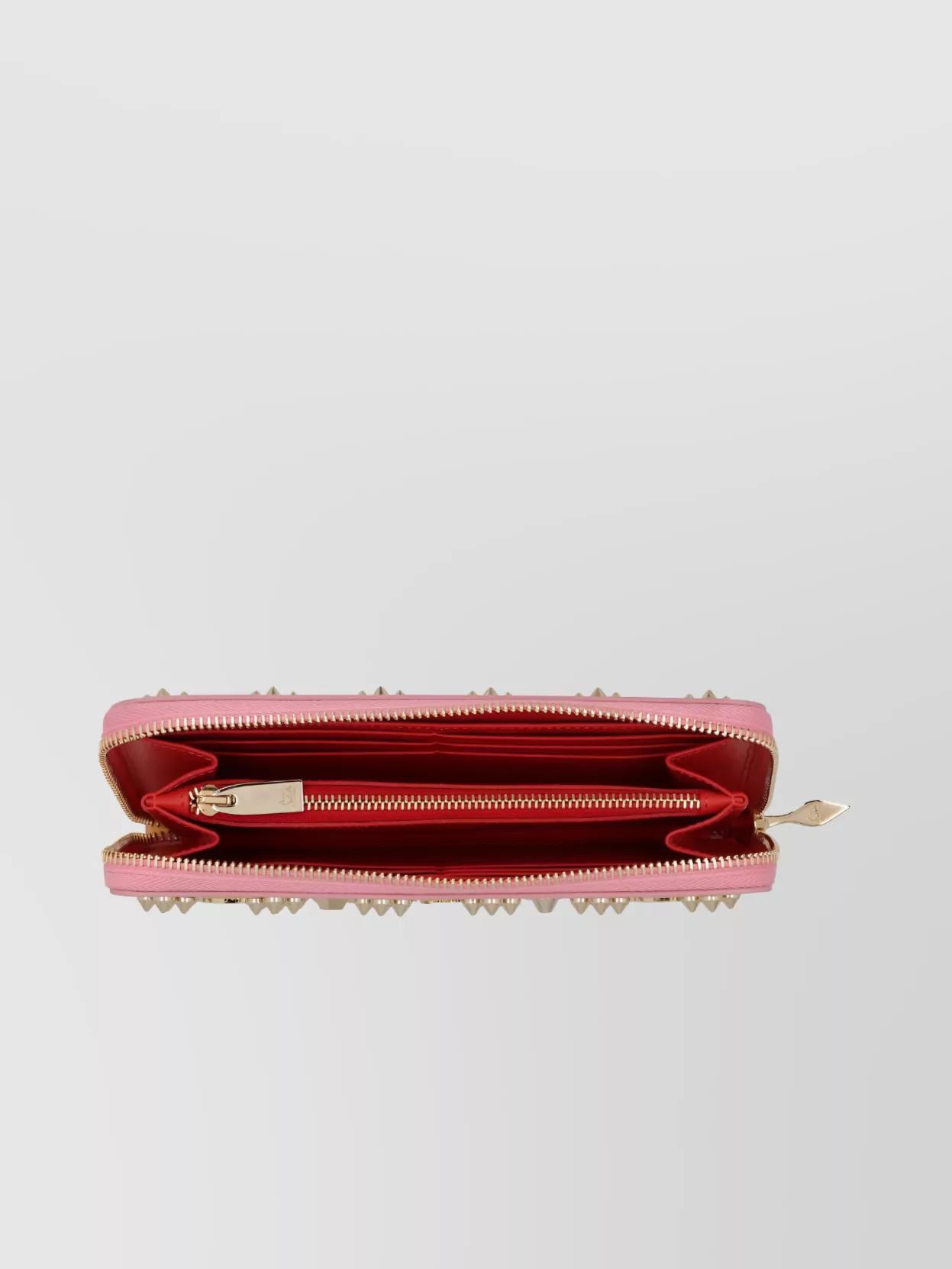 Christian Louboutin Studded Calf Leather Wallet With Gold Hardware