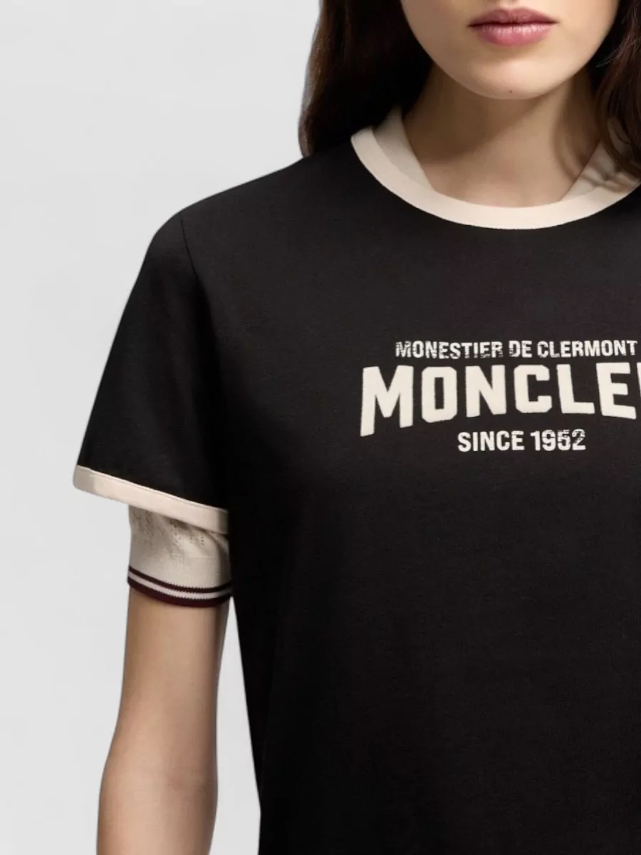 Moncler Printed Cotton Crew Neck T-Shirt