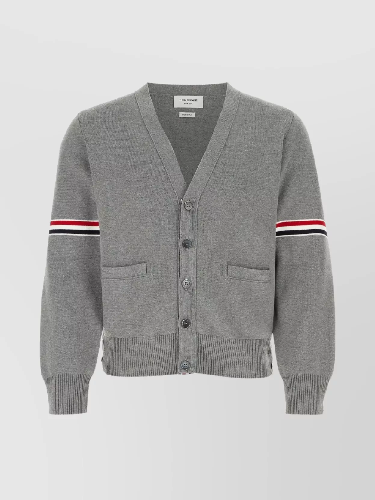 Shop Thom Browne Embroidered Sleeve Milano Stitch Cardigan