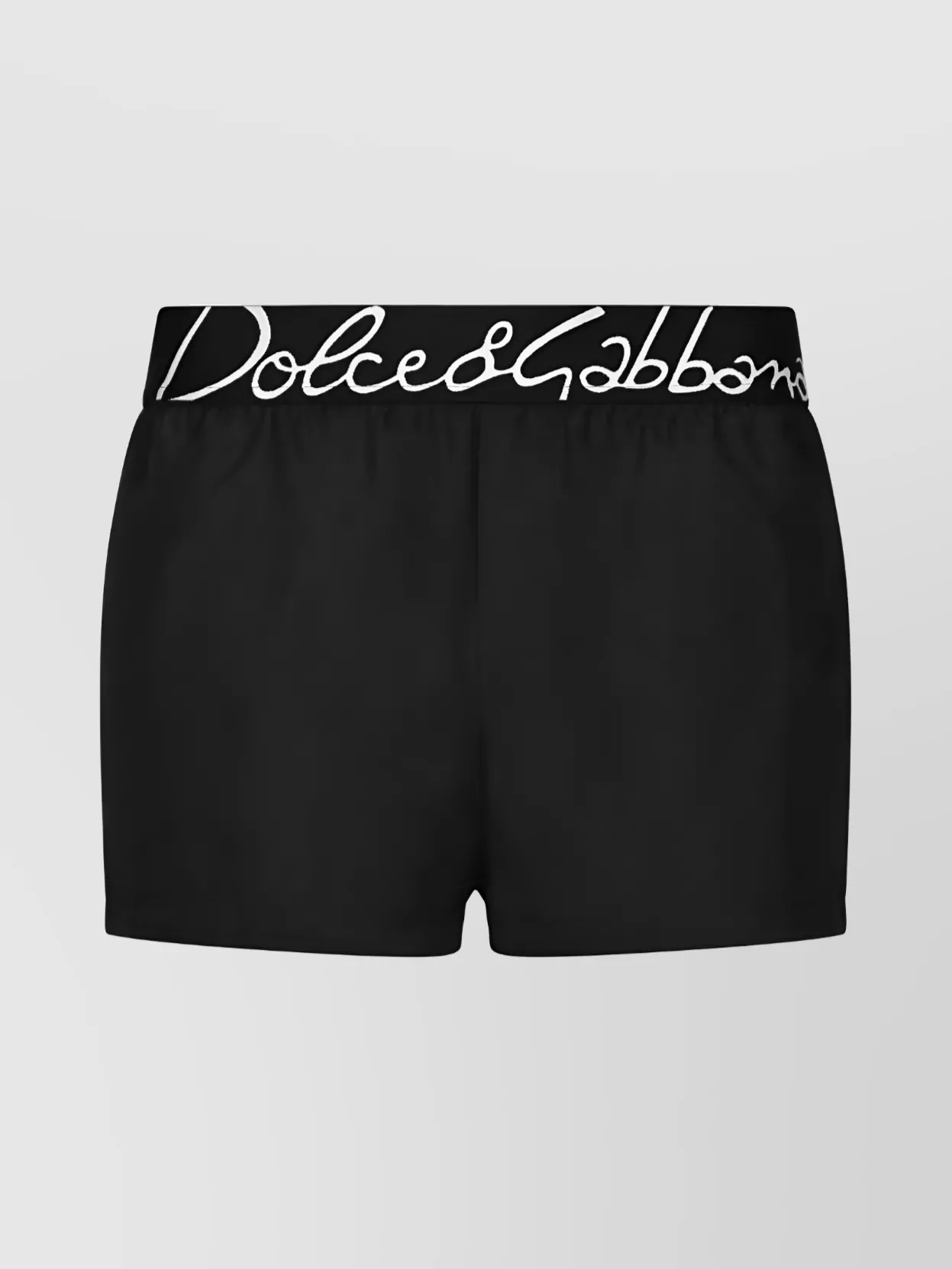 Shop Dolce & Gabbana Logo Waistband Knee-length Swim Trunks In Black