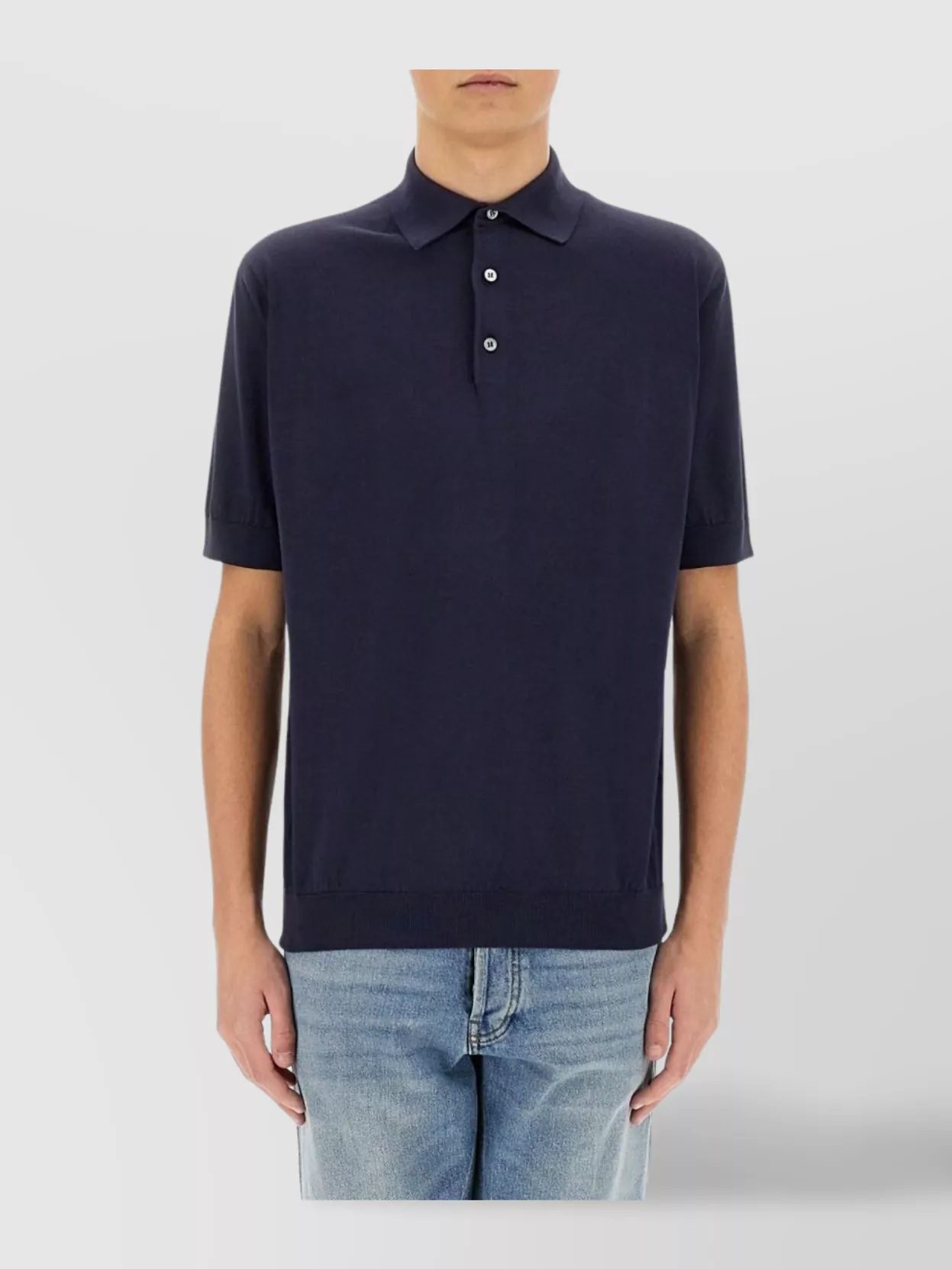 Lardini Knitted Polo Featuring Ribbed Finish