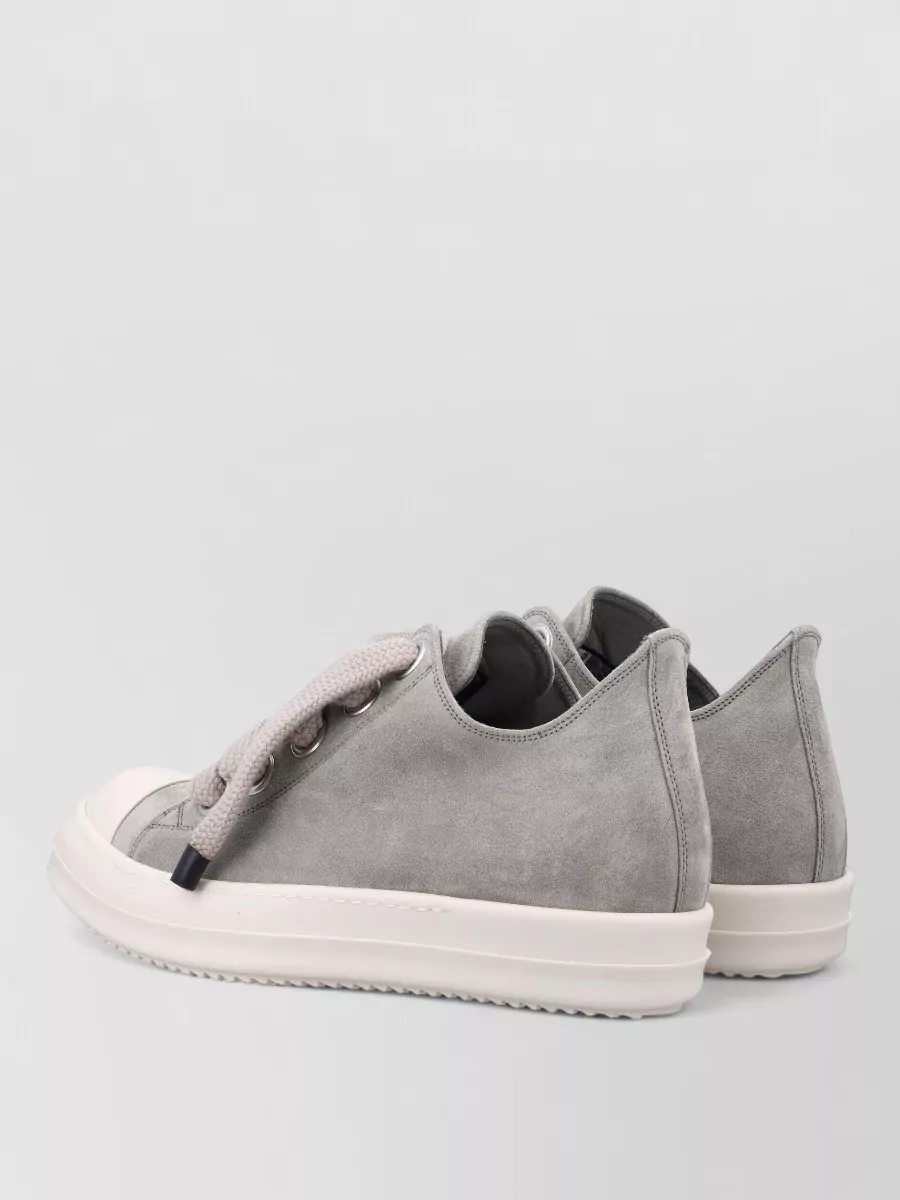 Rick Owens Leather Jumbo Lace Low-Top Sneakers