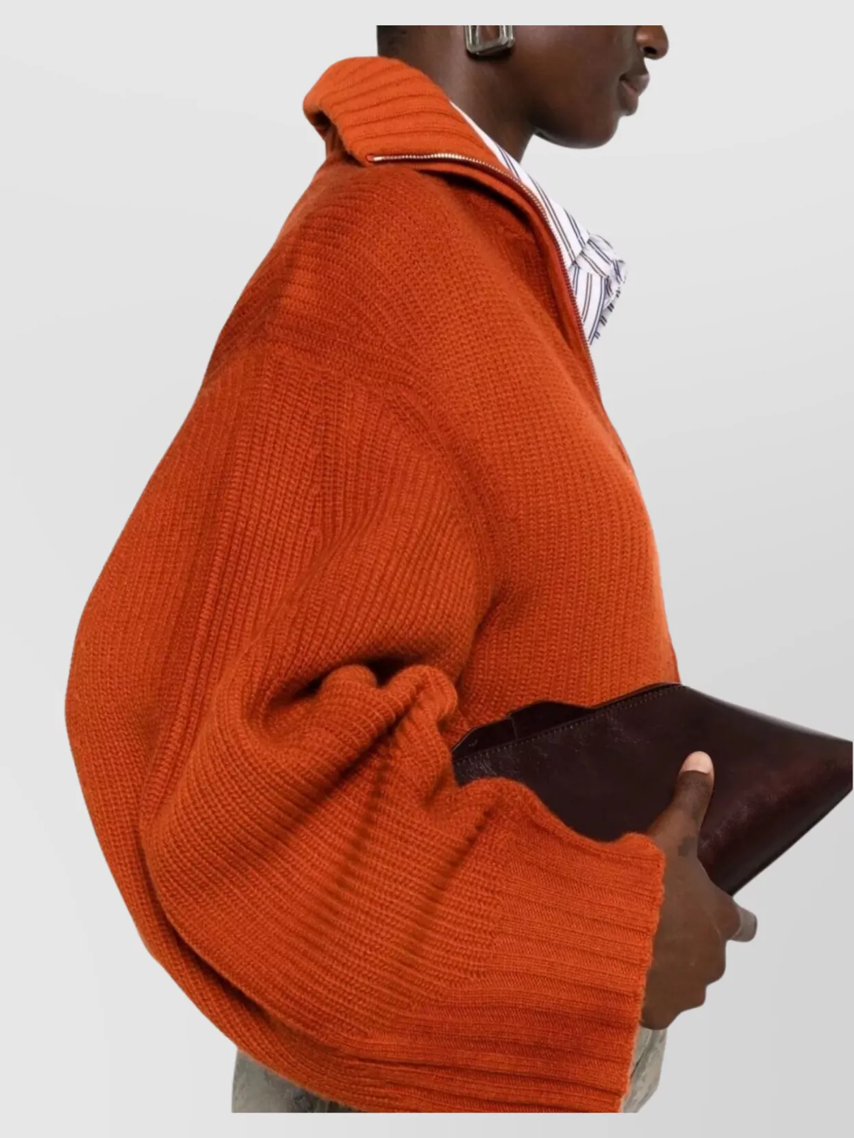 The Attico Cropped Knit Cardigan High Collar