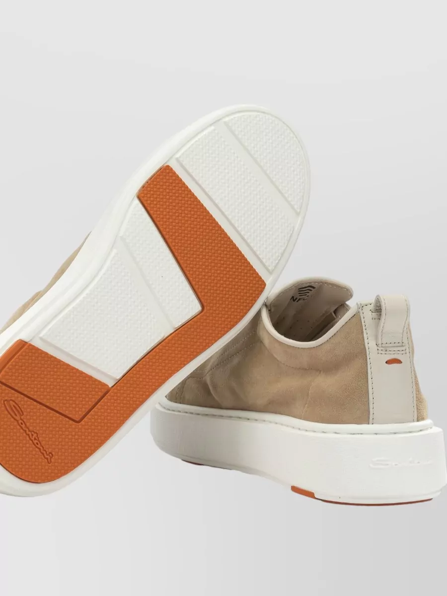 Santoni Leather Suede Slip-On Sneakers