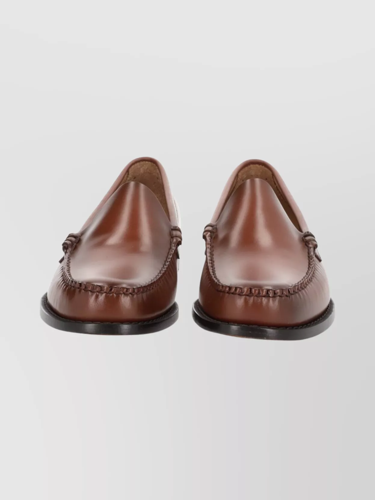 G.h. Bass Round Toe Leather Loafers With Stitched Design