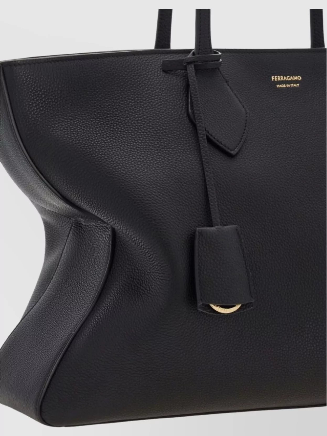 Ferragamo Folded Edge Grained Texture Shoulder Bag