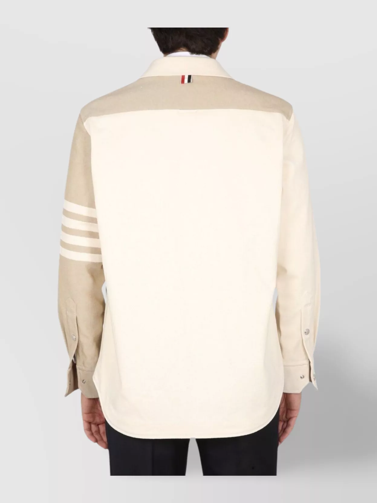 Shop Thom Browne Striped Sleeve Denim Jacket With Chest Pocket